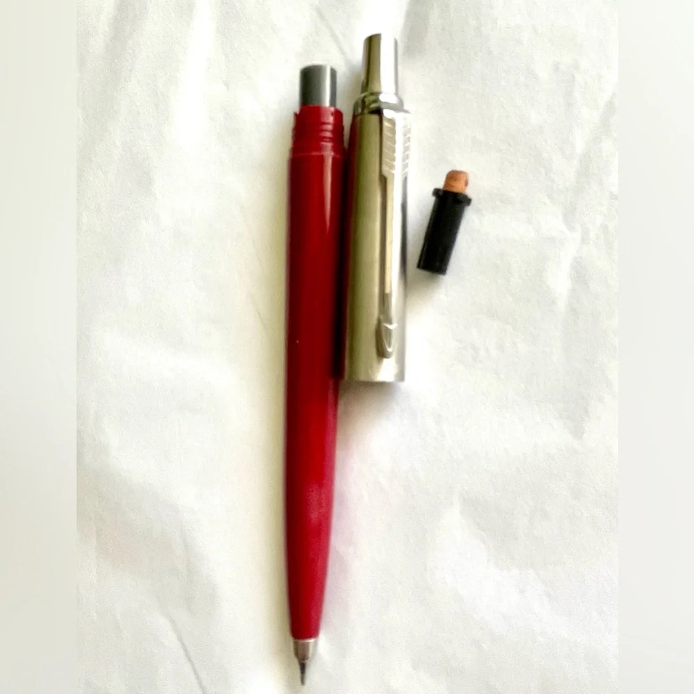 1988 USA Made Parker Mechanical Pencil Vintage 11E Stainless Steel Red Burgundy